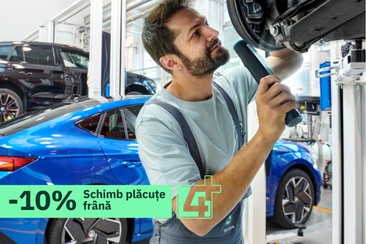 Beneficiază de o reducere de 10% pentru schimbarea plăcuțelor de frână la Aliat Škoda Service